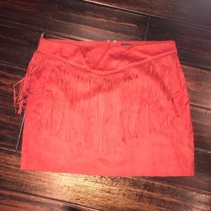 Forever 21 red fringe skirt size large